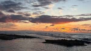 A sunset over the ocean.